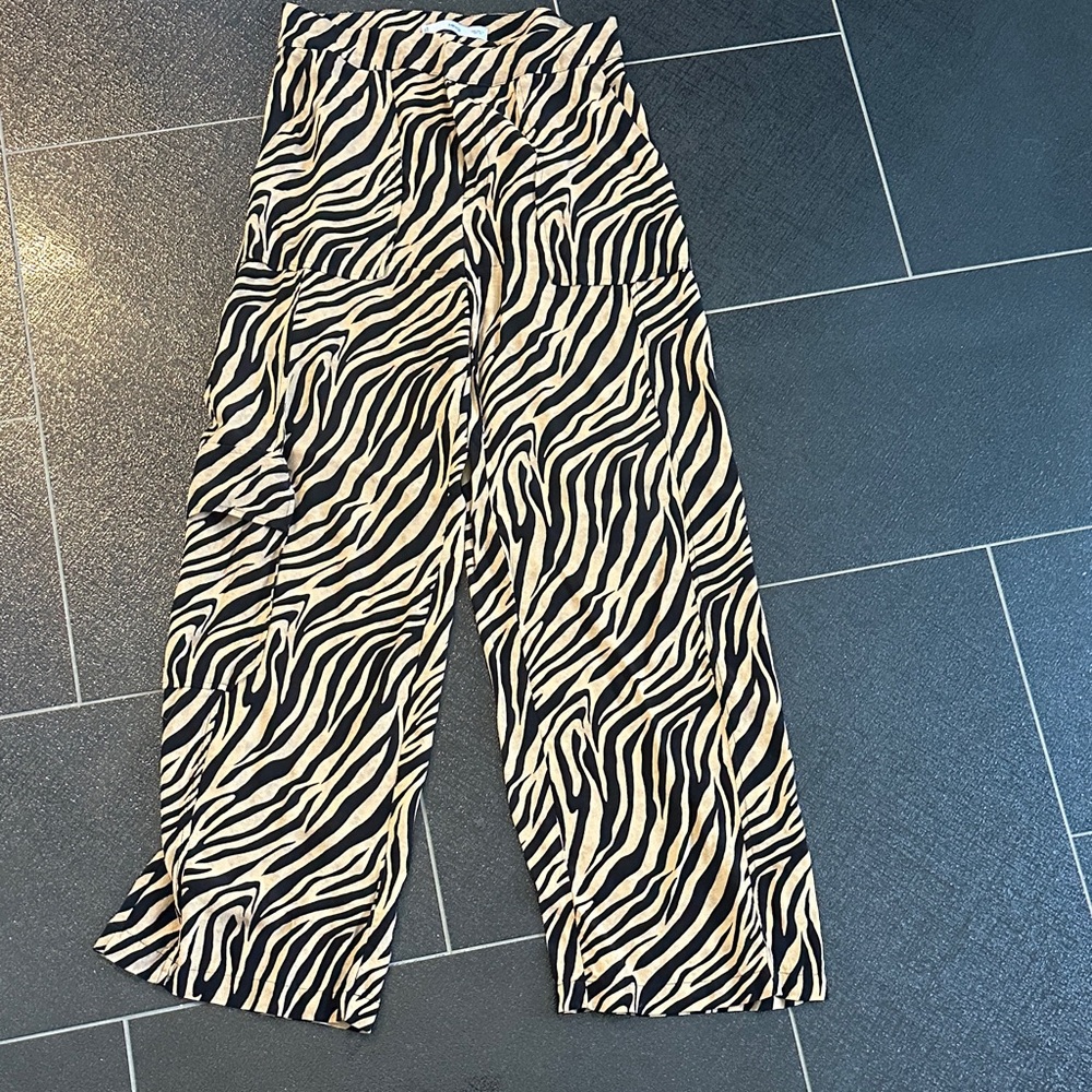Zebra Print Wide-Leg Pants